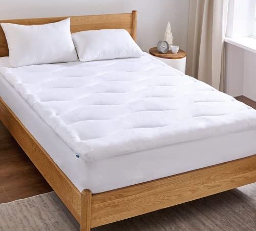 Bedsure Surmatelas 140 x 190 - Epaisseur 4cm sur-Matelas pour Adulte sur matelas 2 personnes 140x190 avec Grande Bonnet 38cm, Housse Matelas Fibre Native Respirant Hypoallergénique et Antidérapant