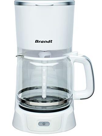 Brandt CAF1318S – Cafetière Filtre Électrique – Capacité 18 Tasses – Réservoir 1,8L – Verseuse en Verre — Fonction Maintien au Chaud 40 Minutes – Blanche