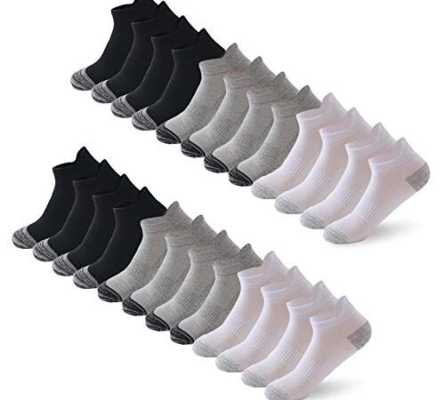 Budermmy Chaussettes Homme Femme de 6 or 12 Paires Sport Coton Socquettes Respirant Courtes Chaussette (Mixte 12 paires, 41-46)