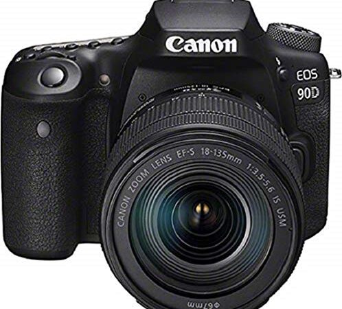 Canon EOS 90D Appareil Photo réflex 32,5 Mpx avec capteur APS-C, AF 45 Points, Rafale 10 IPS, EOS Movie 4k+Full HD, Wi-FI, Bluetooth, Objectif EF-S 18-135 mm f/3.5-5.6 is USM Noir