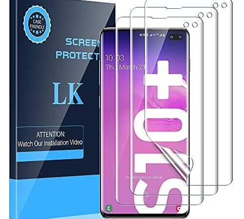 LK Lot de 3 Protection écran Compatible avec Samsung Galaxy S10 Plus / S10+ (6.4 Pouces),Film Protection Flesible en TPU pour Écran Incurvé Galaxy S10 Plus Anti-Rayures et sans Bulles d'air (HD)