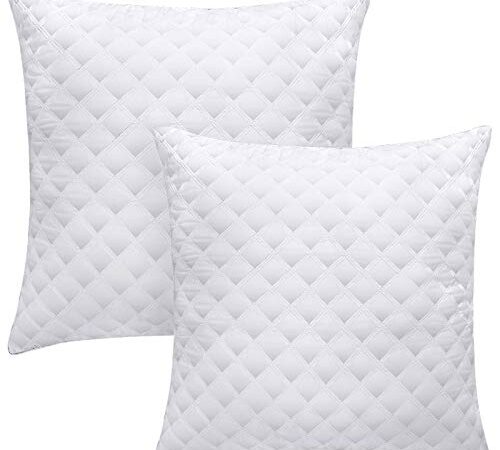 Oreiller 60x60 cm Lot de 2 Hotellerie Luxe Oreillers, Antiallergique Anti Acarien d'oreiller Moelleux Microfibre Lavable, Ergonomique Oreiller pour Dormeurs sur Le Dos Le Côté Le Ventre