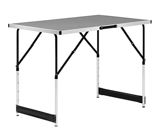 WOLTU® CPT8121gr Table de Camping Pliante Table de Jardin Table de Travail Table de Balcon réglable en Hauteur en Aluminium Acier MDF,Gris