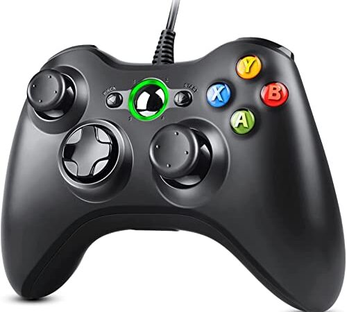 Zexrow Manette filaire Xbox 360, USB Manette du Contrôleur de Jeu Filaire avec Double Vibration pour PC Xbox 360 Windows