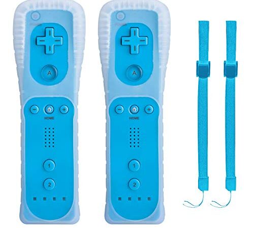 2 Manettes WII Droite Télécommande Jeu Wii Manette avec Manchon en Silicone, sans Motion Plus