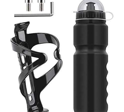 Ainiv Porte Bidon de Vélo avec Gourde Vélo 750ML, Bidon de Sport de Haute Qualité sans BPA Convient Aux Vélo / VTT / Vélo de Route,Porte Gourde Indispensable pour Rouler