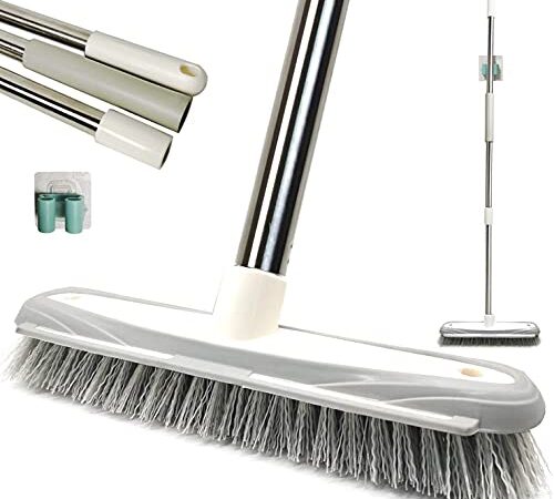 IZSOHHOME Balai-Poussoir, Brosse à Balai pour carrelage de Baignoire, Balai à Poils raides pour Le Nettoyage de la Douche, Patio, Cuisine, coulis et Garage