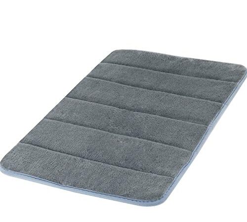 Kikc Tapis de Salle de Bains - Antidérapant au Dos, Douceur en Molleton de Corail, Très Absorbant (Gris, 40x60cm)