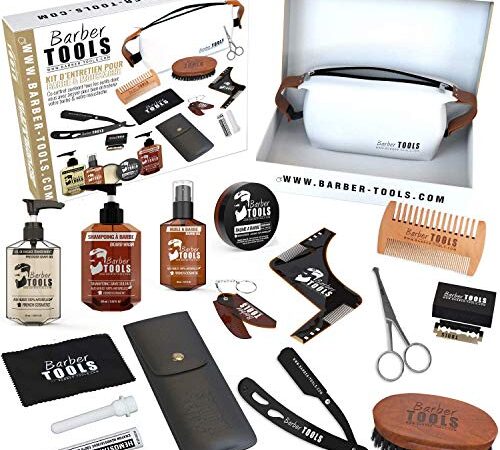 Kit/Set/Coffret d'entretien et de soin pour barbe avec Soin de barbier | Cosmetique Made in France ✮ BARBER TOOLS ✮