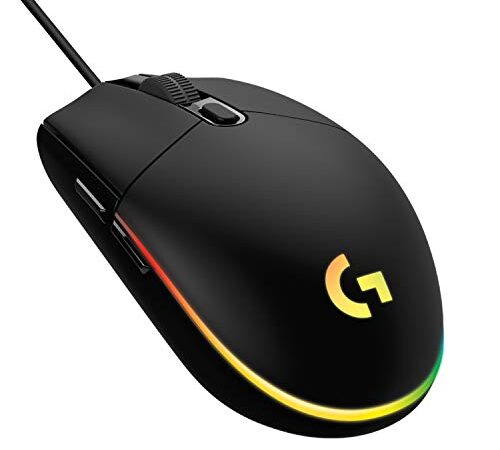 Logitech G203 LIGHTSYNC Souris Gaming avec Éclairage RVB Personnalisable, 6 Boutons Programmables, Capteur Niveau Gaming, 8 000 PPP, Ultra-Léger - Noire