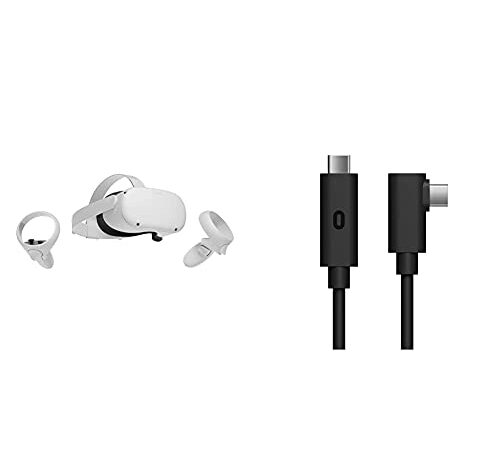 Meta Quest 2 — 256 Go + Cable Link pour casque VR Quest 2 et Quest – 5M – PC VR