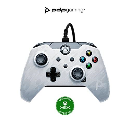 PDP Manette Filaire pour Xbox Series XIS Camo Blanc