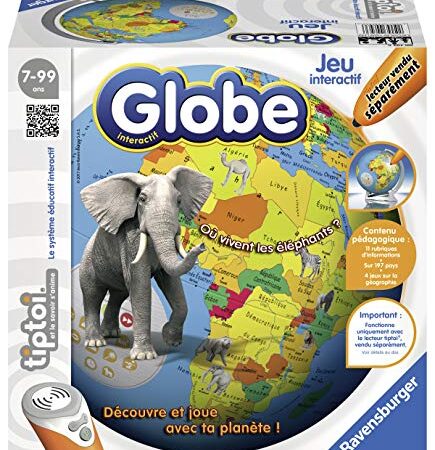 Ravensburger - Jeu électronique interactif tiptoi - Globe interactif - Lecteur tiptoi non inclus - sans écran et en français - Enfants à partir de 7 ans - 00793