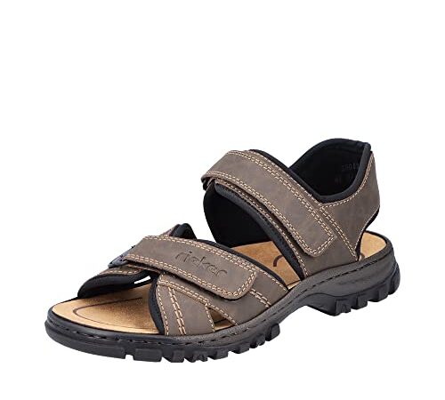 Rieker Homme Sandales 25051,Monsieur Sandales de Trekking,Sandales d'outdoor,Sandales de Sport,Double Fermeture Velcro,tabak/27,43 EU / 9 UK