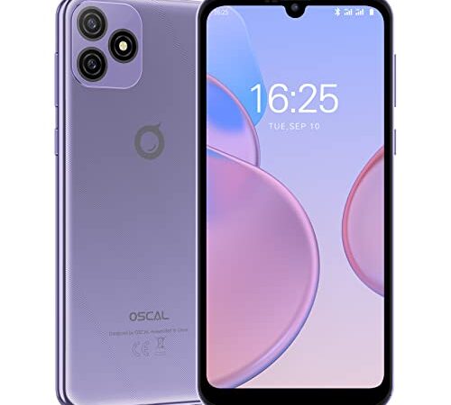 Téléphone Portable Debloqué, OSCAL C20 Pro Smartphone Debloqué 4G Android 11, Écran 6.1" HD+, Octa-Core, 2Go+32Go/SD-128Go, 3380mAh, 8MP+2MP, Dual SIM/3 Slots/Face ID (Violet)