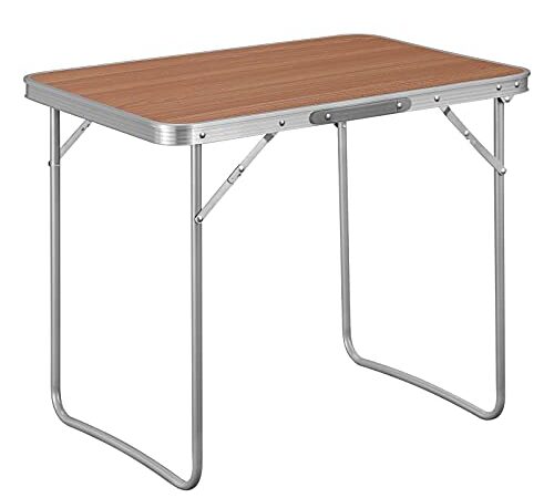 WOLTU Table de Camping Table Pliante en Aluminium et MDF Table de Pique-Nique Table de Jardin Pliable Tables de Service Table d'appoint Portable pour Plage Balcon 70x60x50 cm, Chêne CPT8135ei