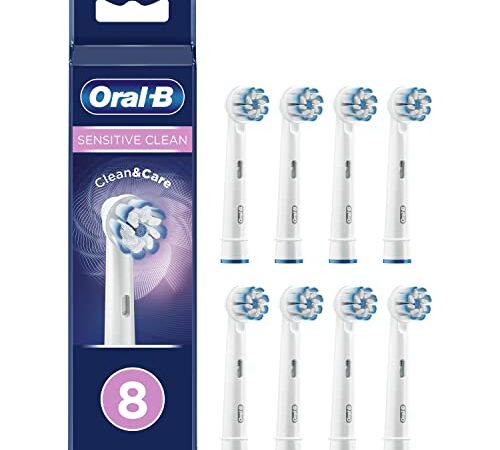 Oral-B Sensitive Clean Brossettes De Rechange Pour Brosse À Dents Électrique Jusqu’À 100 % D’Élimination De La Plaque Dentaire, Pack De 8