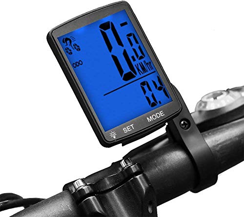 Lurowo Compteur de Vitesse pour Vélo Écran LCD sans Fil, Compteur Kilométrique Étanche Mémoire Automatique Chronomètre 8 x 5,5 x 1,8 cm, Bleu
