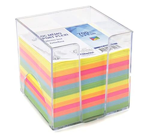WAYTEX 931151 Bloc mémo de 700 notes multicolores 9 x 9 cm avec support plastique transparent