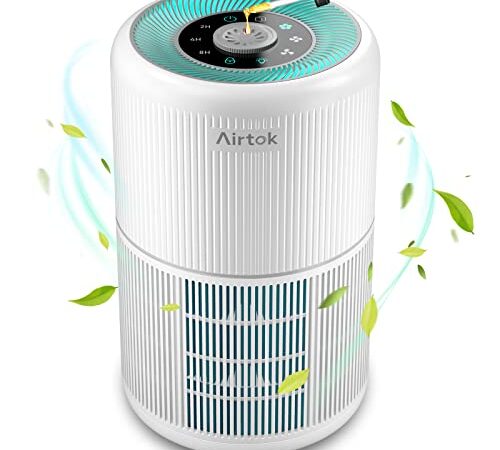 AIRTOK Purificateur d'air, avec fonction d'aromathérapie, filtre à air à 4 étages pouvant éliminer 99,97% de la poussière et du pollen, H13 HEPA Air Purifier| Vitesse du vent à 3 vitesses, AP0601