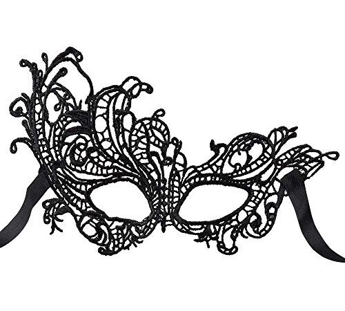 Boland 00249 - Masque pour les yeux en dentelle - Taille unique - Noir - Avec ruban en tissu - Mascarade - Déguisement - Venise - Déguisement - Accessoire - Carnaval - Fête à thème Halloween