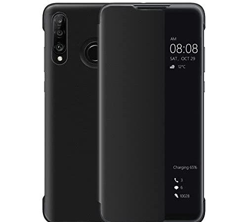 Coque Huawei P30 Lite, Smart View Étui à Rabat en Cuir, [Mode D'économie D'énergie][Protección Integral](P30Lite,Noir)