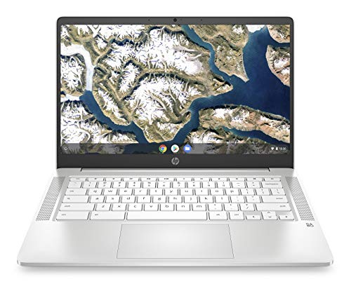 HP Chromebook 14a-na0005sf Ordinateur Portable 14" FHD (Intel Celeron, RAM 8 Go, eMMC 128 Go, AZERTY, ChromeOS) Blanc