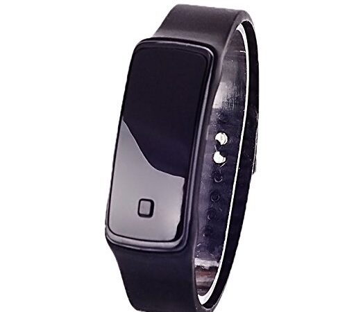 Walfront Montre LED Électronique, Montre-Bracelet en Silicone Bracelet à Poignet Montre de Femmes Filles Rectangle Sport Numérique (Noir)