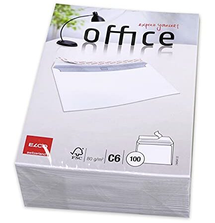 Elco 74454-12 Paquet de 100 enveloppes sans fenêtre Format C6 Blanc