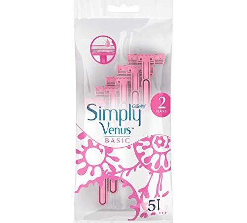 Gillette Simply Venus 5 Rasoirs Jetables à 2 lames pour Femme