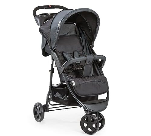 Hauck Poussette 3 Roues Citi Neo II, Jusqu'à 25 kg, Pliage à 1 Main, Compact, Inclinable en Position Couchée dès Naissance, Ultra Légère 7,3 kg, avec Porte-Gobelet, Grand Panier - Noir