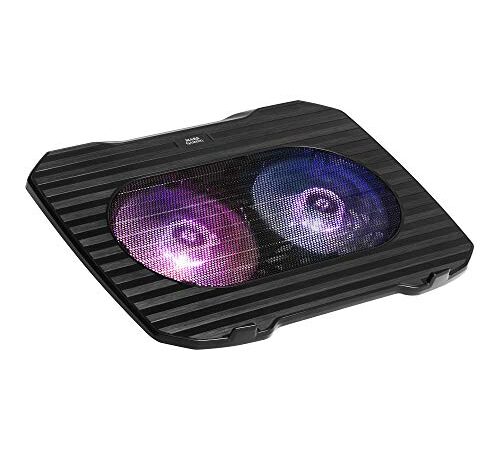 Mars Gaming MNBC0, Base de Refroidissement pour PC Portable 15,6'', 2 Ventilateurs RGB, USB, Noir