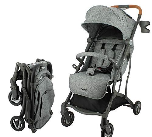 Poussette compacte CASSY 6-48 mois, légère et maniable - pliable à une main - Sac de transport et porte gobelet inclus - Nania (gris)