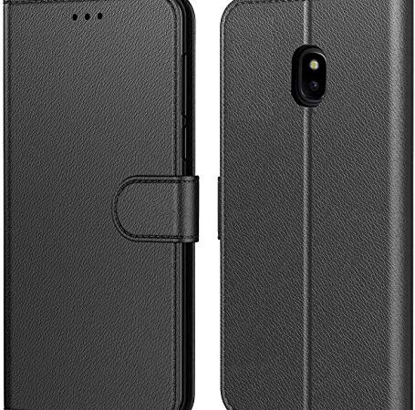 Tenphone Etui Coque pour Samsung Galaxy j3 2017 (J330), Protection Etui Housse en Cuir Portefeuille Livre,[Emplacements Cartes],[Fonction Support],pour (Samsung J3 2017 (5 Pouces), Noir)