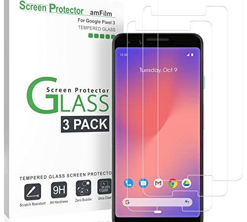 amFilm Verre Trempé Protecteur D'écran pour Pixel 3 (3 Pièces), Film Protection écran pour Google Pixel 3 (2018)