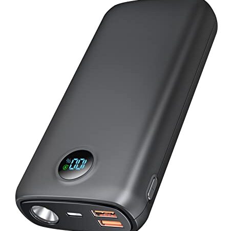 Batterie Externe 27000mAh, 22.5W PD3.0 QC4.0 Power Bank Rapide (USB C Sortie et Entrée), 4.5A Haute Vitesse Bloc d'alimentation Portatifs avec LED L'affichage et Lampe, pour Phone Tablette et Autres