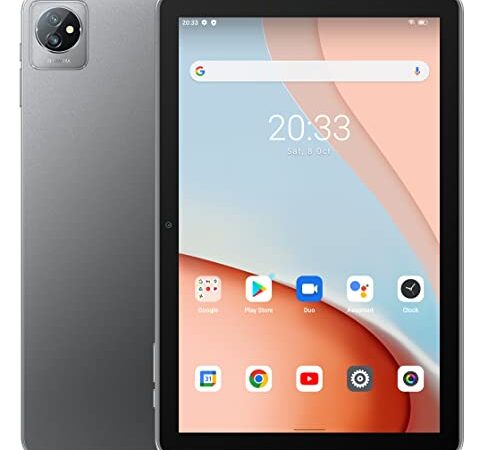 Blackview Tab 7 Tablette Android 12, 10,1 Pouces avec écran HD+ IPS, Quad-Core 5Go+64Go (1To Carte SD Externe), Batterie 6580mAh, Caméra 5MP+2MP, WiFi Bluetooth Type-C, Double Box Haut-parleurs Gris