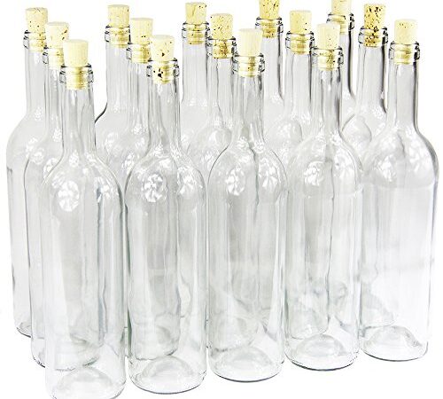 Bouteille de vin 750 ml sans/avec bouchon Bouteille en verre Bouteille vide pour vin, liqueur, 3 couleurs, Weiß, 8 Stk. mit Korken