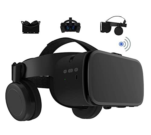 Casque VR pour téléphones iPhone et Android Lunettes de réalité virtuelle sans Fil Bluetooth 3D avec télécommande Play Game Watch Movie adapté pour téléphone de 4,7 à 6,2 Pouces (Noir)