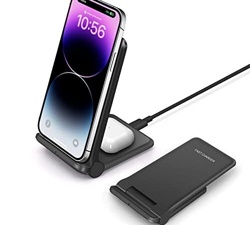 Chargeur à Induction 2 en 1 FDGAO, Chargeur sans Fil 20W Pliable Station de Charge pour iPhone 14 Pro/14/13/12/11 Pro Max/XS/XR/X/8; Samsung Galaxy S23/S22/S21/S20 Ultra/S10/S9; Note 20/10/9/8