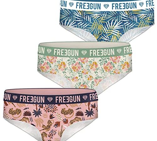 FREEGUN Lot de 3 Boxers Coton Femme (L, Savane)