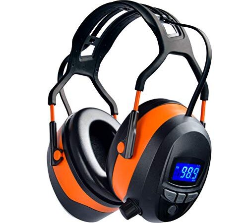 Gardtech Protège-oreilles, casque antibruit avec radio FM MP3 Bluetooth, cache-oreilles de sécurité NRR 29 dB avec écran LCD et carte SD intégrée de 4 Go pour adultes et travaux de