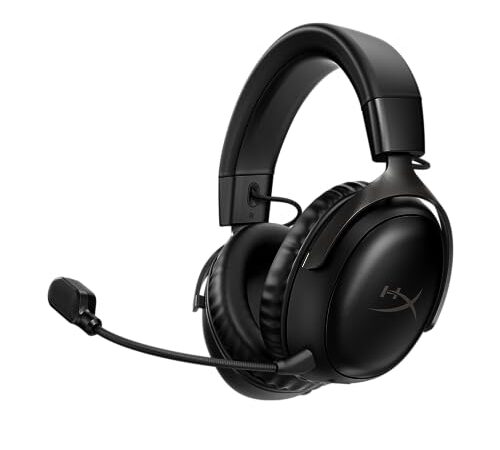 HyperX Cloud III Wireless – Gaming Headset for PC, PS5, PS4, up to 120-hour Battery, 2.4GHz Wireless, 53mm Angled Drivers, Memory Foam, Durable Frame, 10mm Microphone, Black.