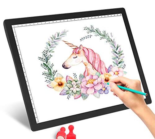 JOEAIS Rechargeable Tablette Lumineuse, Portable A4 LED Art Plaque de luminosité Dessin Copie Pad Dessin Tablette (Noir)