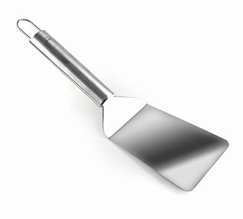 LACOR 60266 - Spatule coudée BBQ, acier inoxydable, manche ergonomique, passe au lave-vaisselle, 32 cm, inox