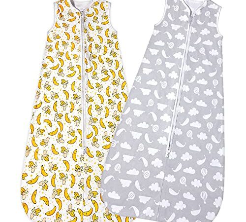 Lictin Gigoteuse Bébé 0.5 Tog - Gigoteuse d'été pour Bébé Lot de 2 sans Manches Sac de Couchage Bébé été Pyjama Bio, 62-83cm Gigoteuse Naissance pour Bébé