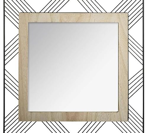 Miroir Joe - métal et Bois - Noir - 45x45 cm - Atmosphera créateur d'intérieur