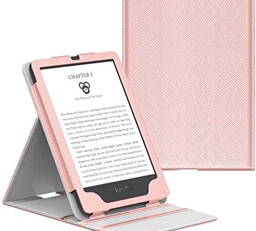 MoKo Étui pour 6" Tout Nouveau Kindle 11e Génération 2022/10e Génération 2019/Kindle 8e Génération 2016, Coque de Retournement Vertical avec Réveil/Sommeil Automatique - Or Rosé