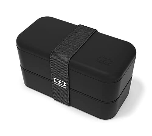 monbento - Bento box MB Original Onyx - Boîte Repas à Compartiments - Lunch box Hermétique 2 étages - Idéal pour Travail/Ecole - Sans BPA - Durable et Sûr - Made In France - Noir