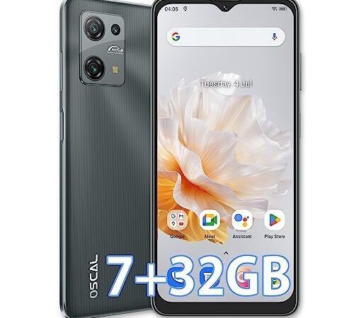 OSCAL Telephone Portable(2023), C30 Smartphone Pas Cher, 7GO RAM+256Go ROM Extensible, Téléphone Portable avec 6,5" HD+ Écran, Caméras 12+5MP, Batterie 5080 mAh, Android 12,Face ID/OTG